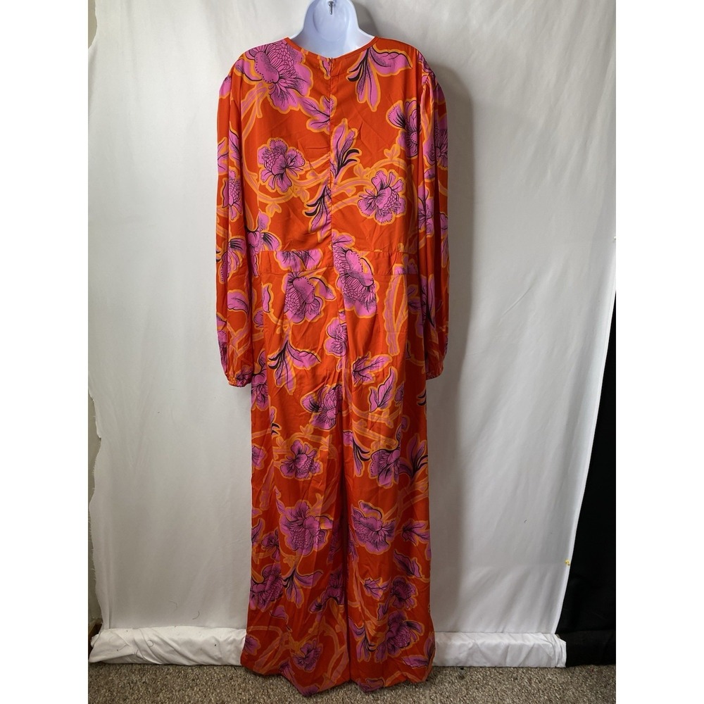 Boo Hoo Womens Wide Leg Jumpsuit Size 14 Easter Wedding Guest Tropical Coastal - Picture 7 of 11